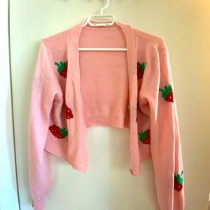 Shein strawberry cropped cardigan